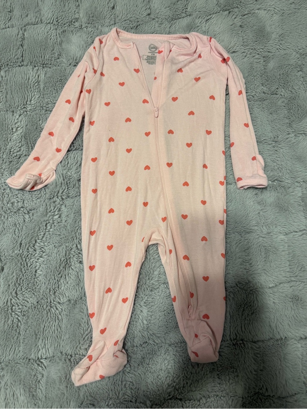 wonder nation Pink Footed One-Piece with Red Heart Print
